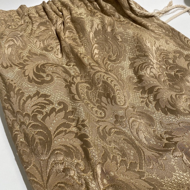 CURTAIN, Brown Tan Damask